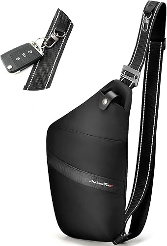 Alphantino Bolso bandolera compacto  Bolso multifuncional de nailon de alta densidad delgado mochila de hombro con mosquetón clip para llave ligero