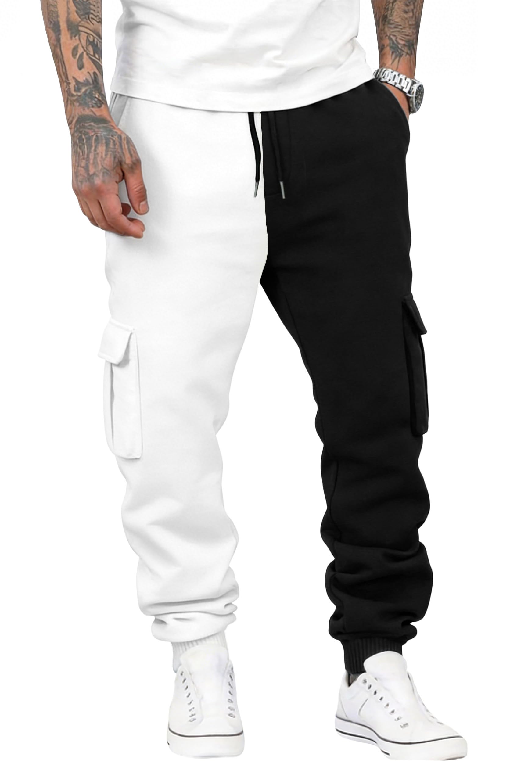 Hello MrLin Jogginghose für Herren, lässig, Kordelzug, Baggy-Sweathose, Stretch-Taille, Fitnessstudio, Workout, Trainingshose für Herren, mit Tasche