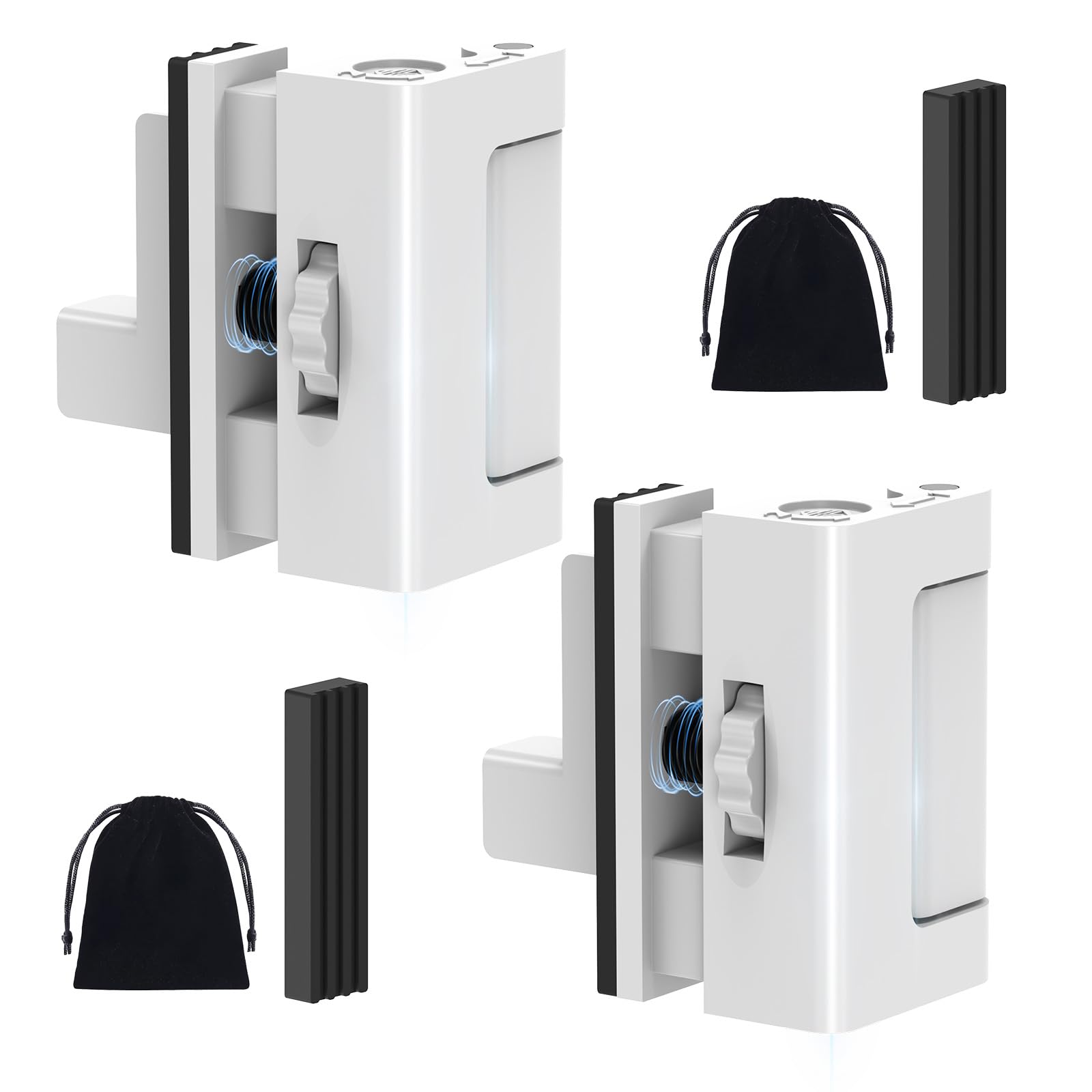 BiceNoning Portable Door Lock for Travel, No Drilling Adjustable Door Reinforcement Lock, Extra Security Latch Stopper for Apartment & Hotel Room Doors, Withstands 800lbs Force (White-2PCS)