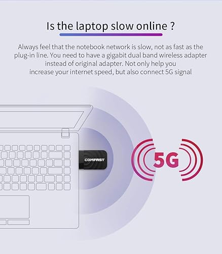 Miniatura 2 de Adaptador WiFi USB de 1300 mbps, doble banda antiinterferencia, 5.8 ghz2.4 ghz, tarjeta WiFi de alta velocidad, adecuada para compatible con Windows