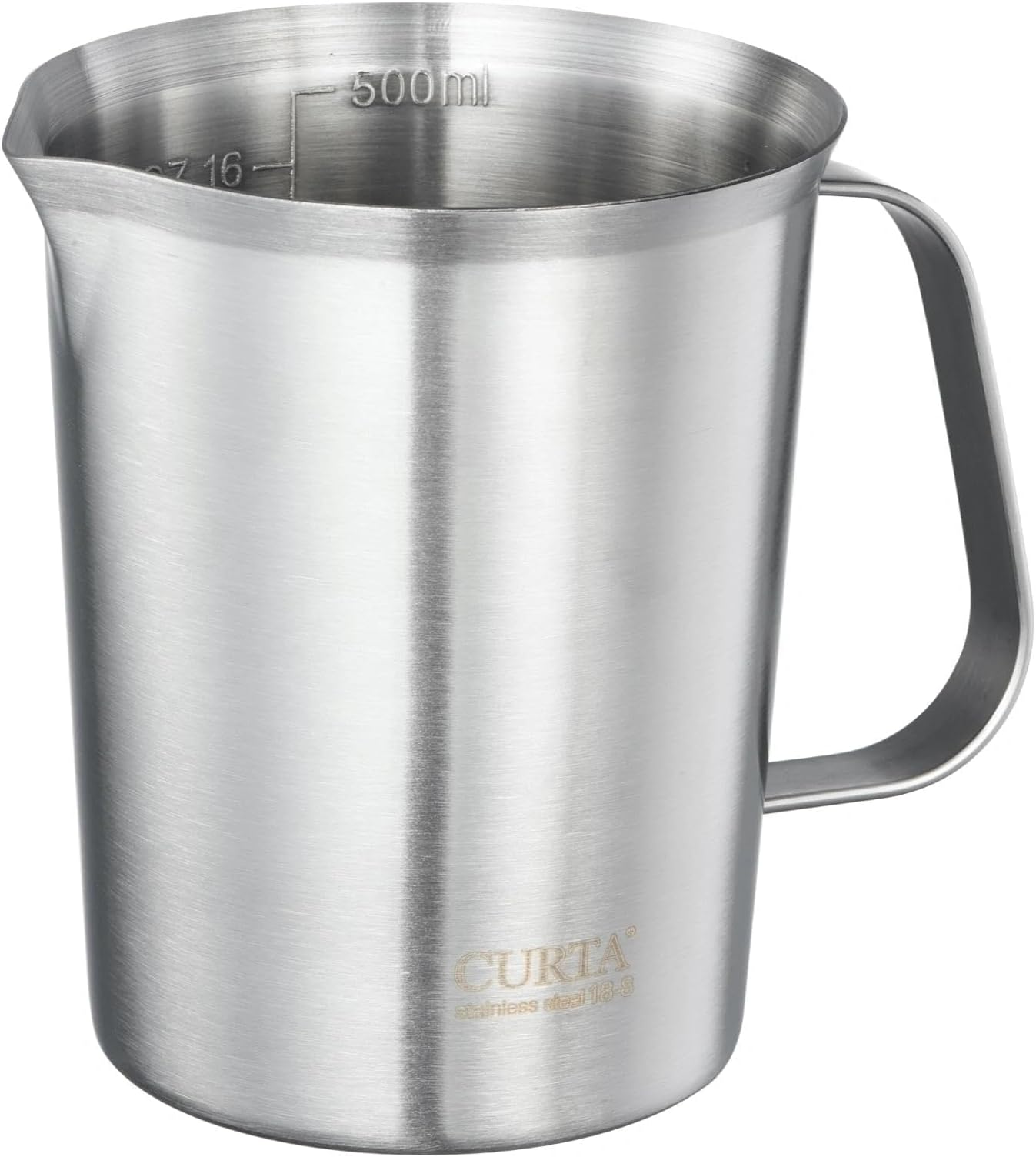 CURTA 18/8 Stainless Steel Measuring Cup with Handle and Pour Spout, Heavy Duty Kitchen Food Prep Cup for Cooking, Baking, Coffee and Bar Use, 16 OZ (2 Cup, 500 ML)