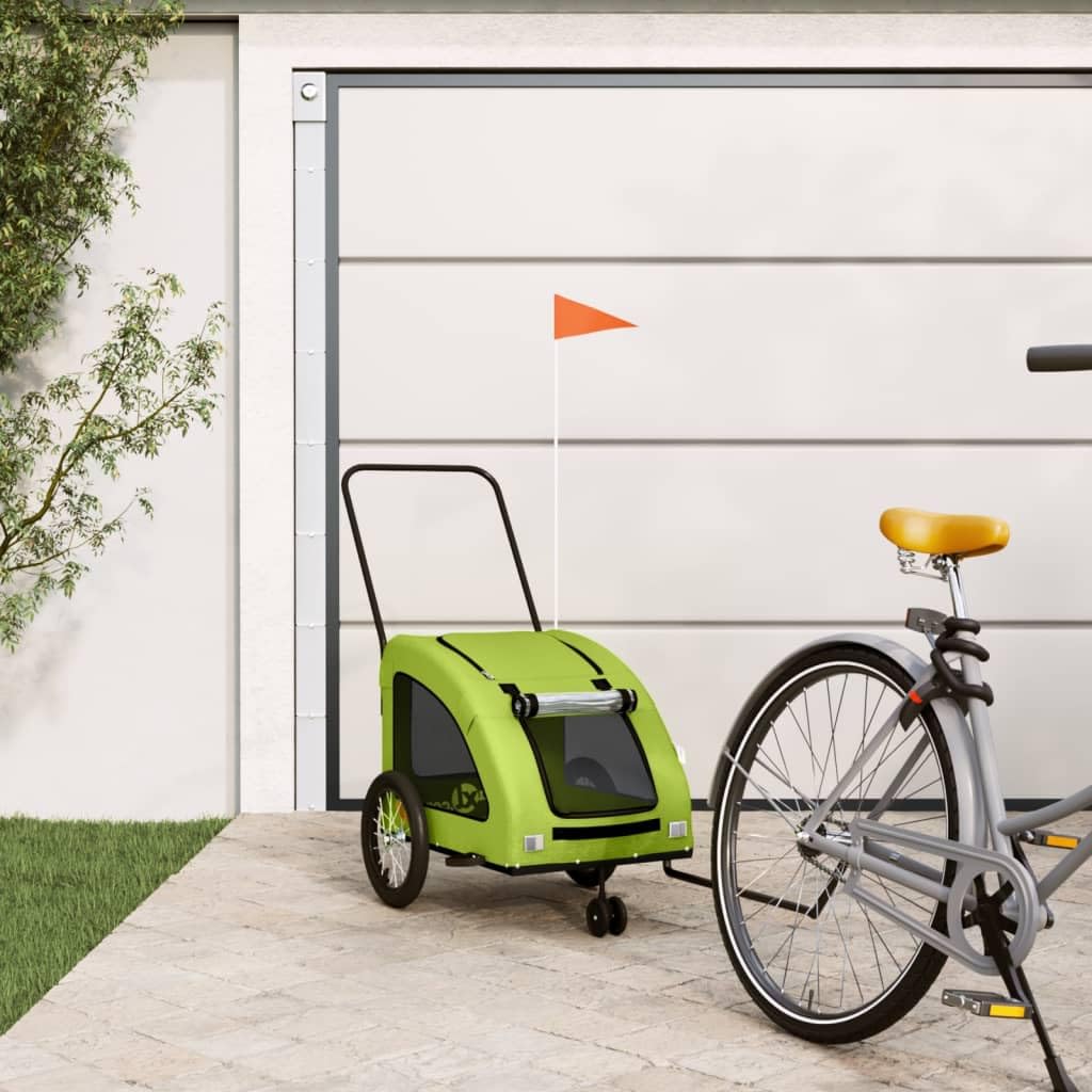 LAPOOH Pet Bike Trailer Green Oxford Fabric and Iron,Dog Bicycle Trailer,Pet Bike Trailer,Bicycle Trailer Cargo for Dog-93983