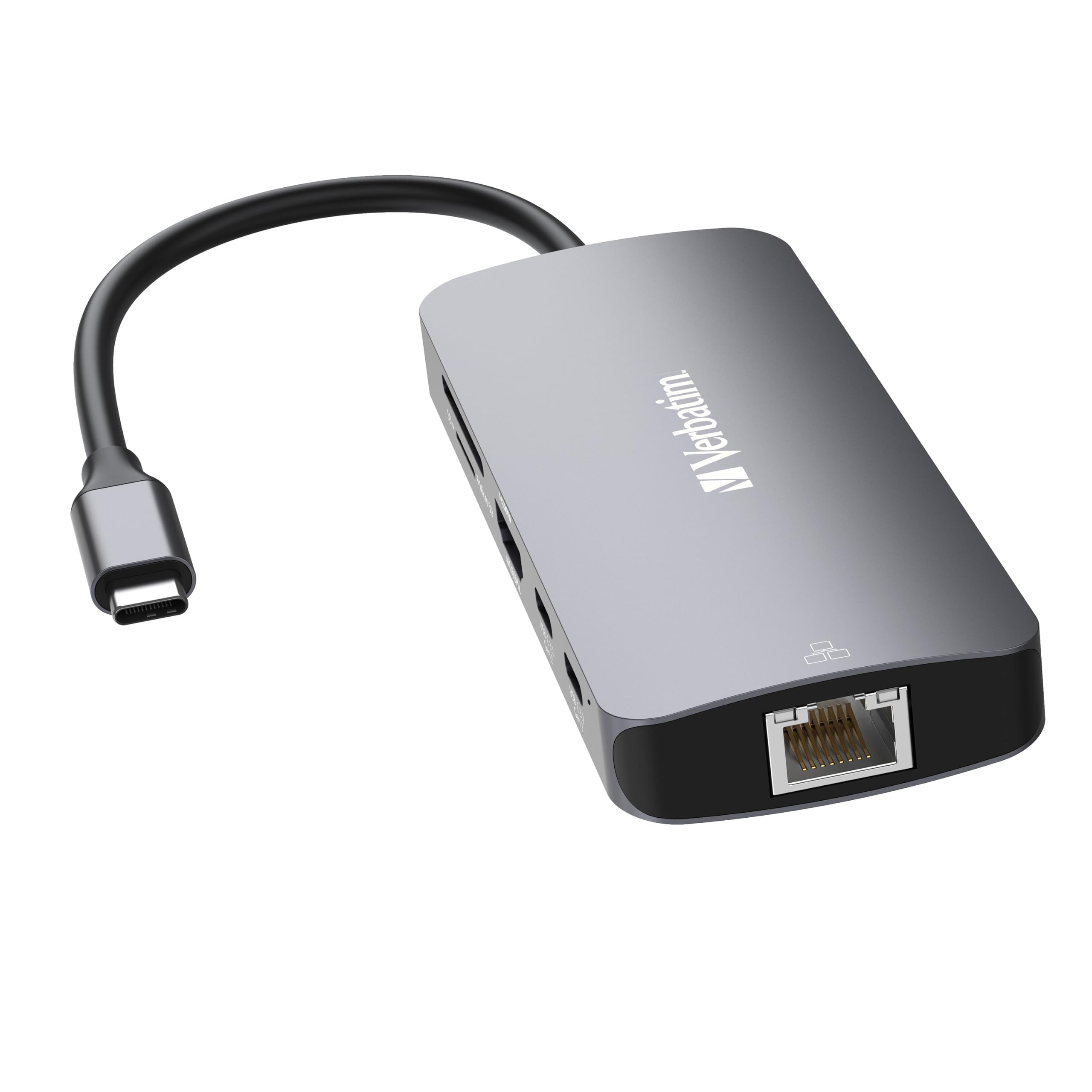 Verbatim Koncentrator USB C 9 w 1, adapter Multiport USB-C na HDMI, RJ45, USBA-A i USB-C, z czytnikiem kart SD, do Mac, MacBook Pro/Air, iPad Pro, Thinkpad, Windows Computer, Laptop i innych