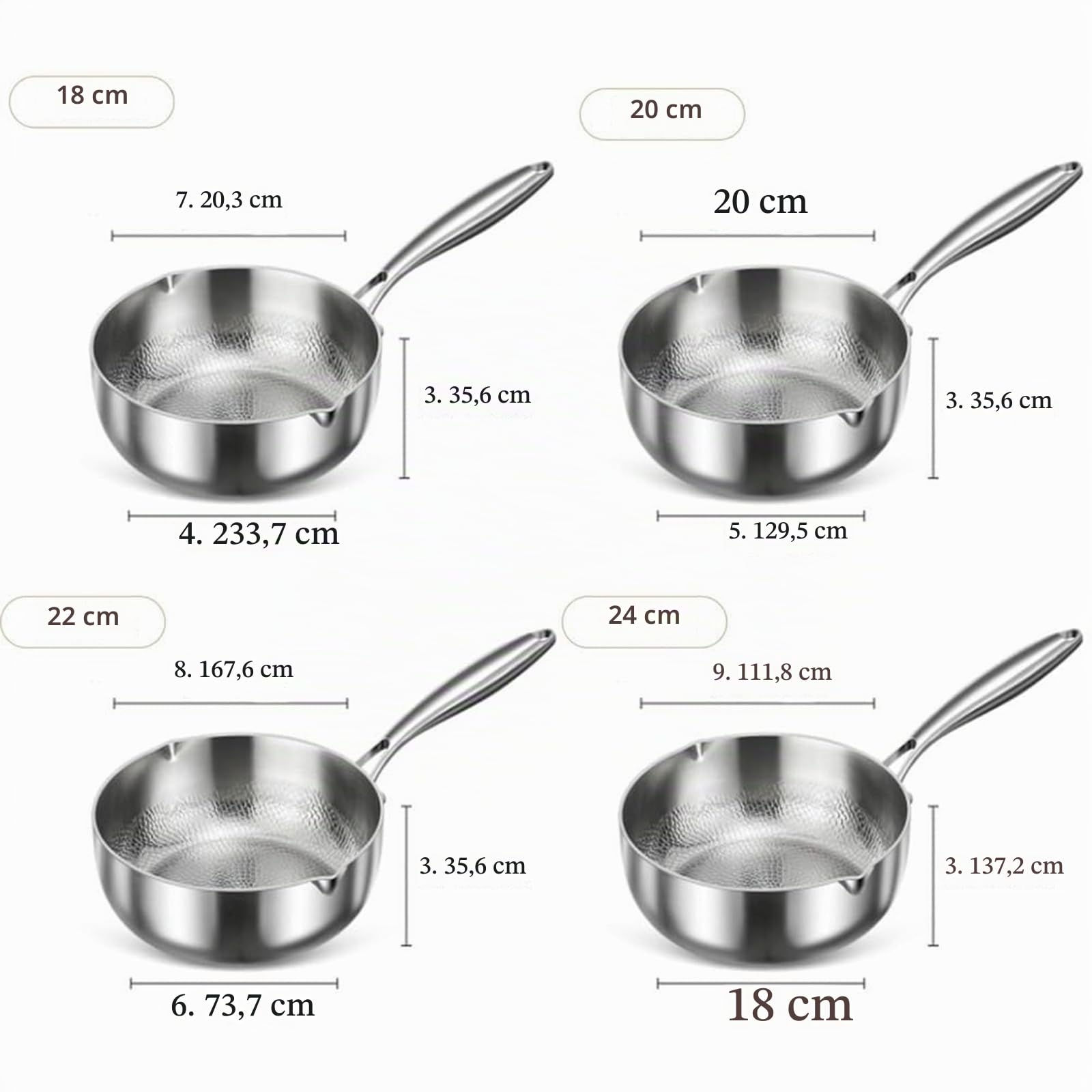 Padella in Titanio Plateful con Coperchio, Casseruola Yukihira in Titanio, Design a Doppio Beccuccio, Antigraffio, Non Rivestito, Adatto a Tutti i Tipi di Fornelli (24cm)