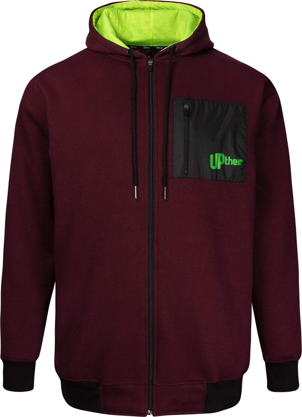 Uptheir Men's Daze Full Zip Hoody - Burgundy (UK, Alpha, S, Regular, Regular)