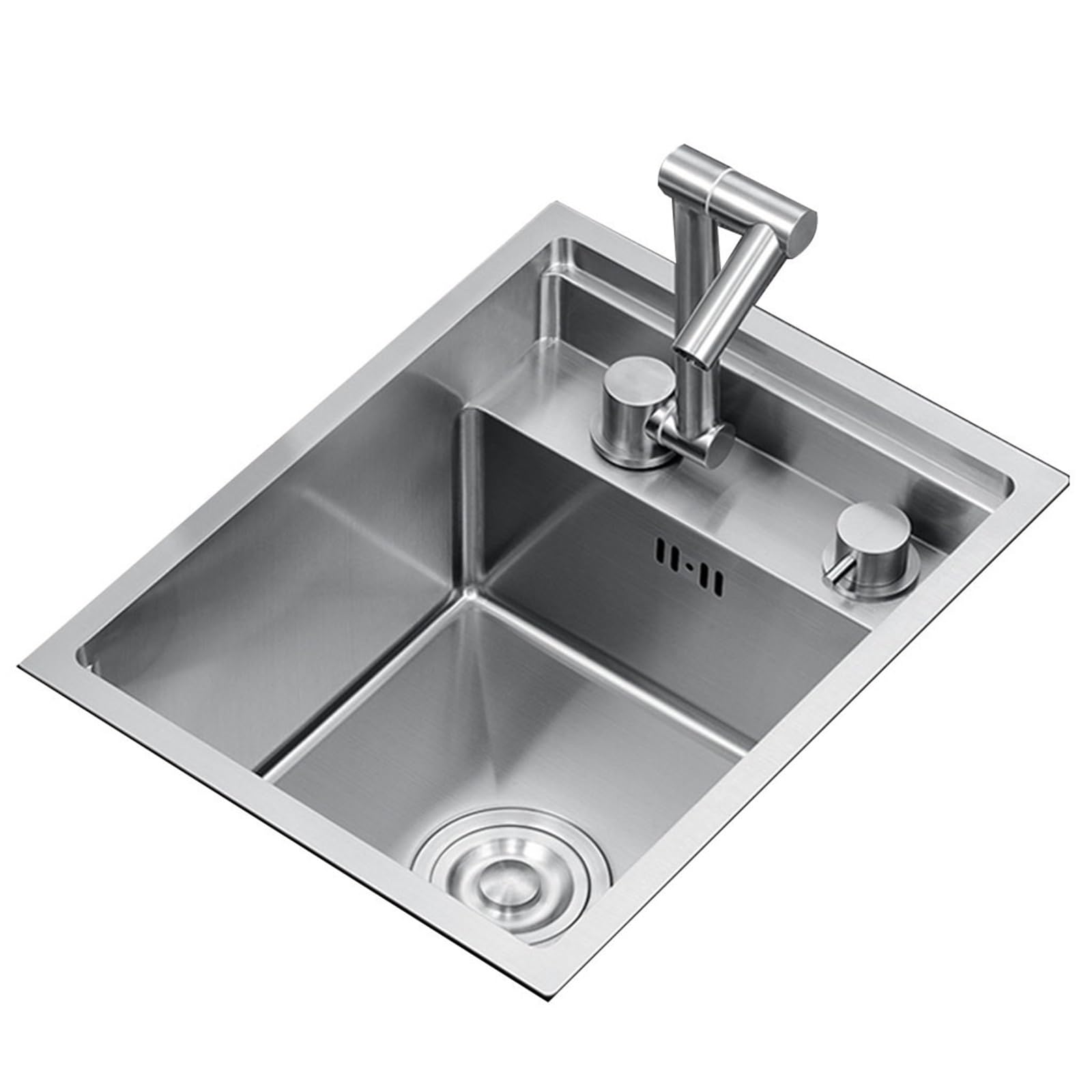 Impianti Lavello da Cucina Invisibile in Acciaio Inossidabile 304 con Piastra di Copertura - Ideale per Piccoli Spazi E Aree Bar, Design Nascosto con Rubinetto Pieghevole Cucina (Color : Silver, S :