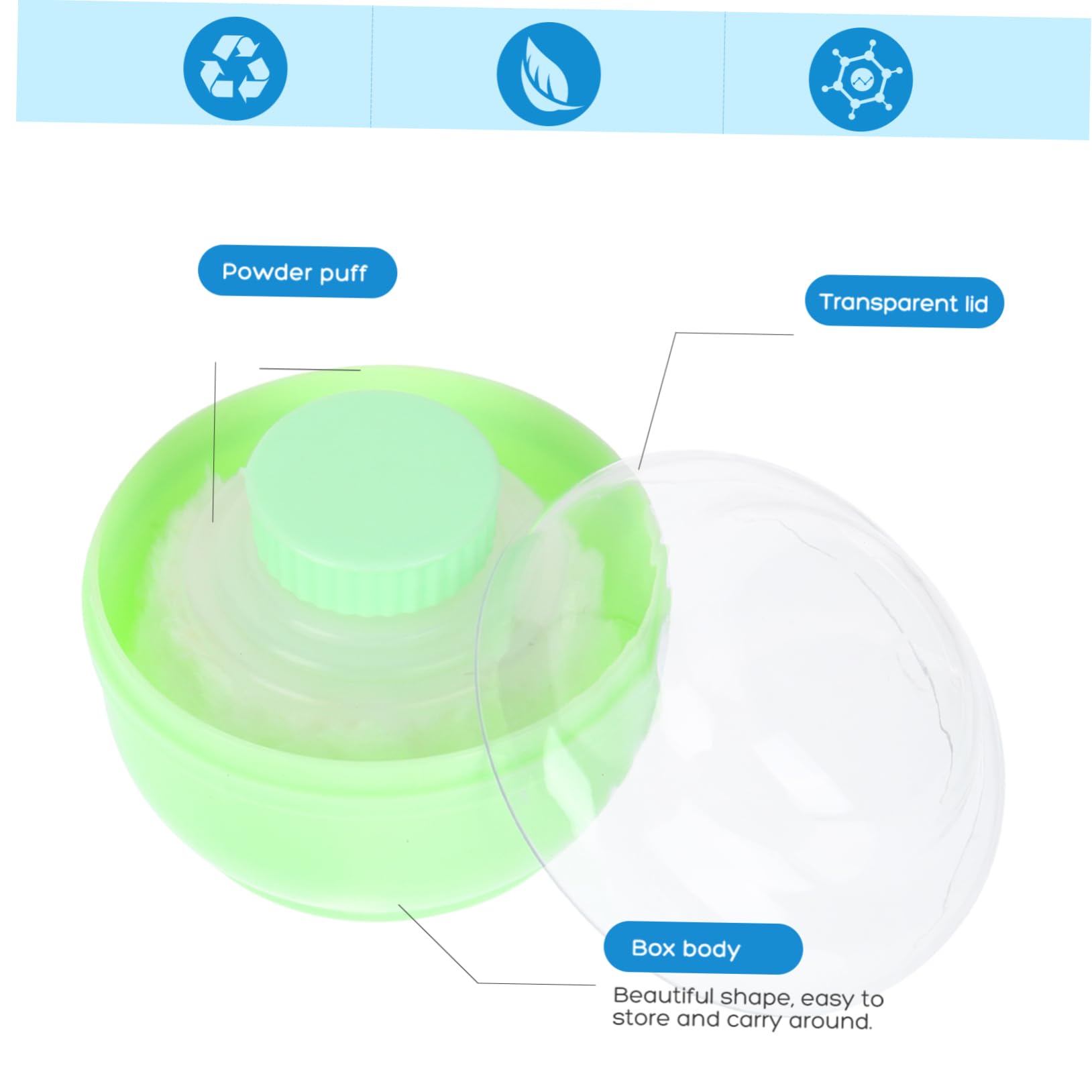 2stücke Junge Mädchen-puder Puff Boxen Leere Körperpuder Behälter Für Babypuder Geeignet Für Zuhause Und Reisen Für Lose Puder Und Körperpuder Grün