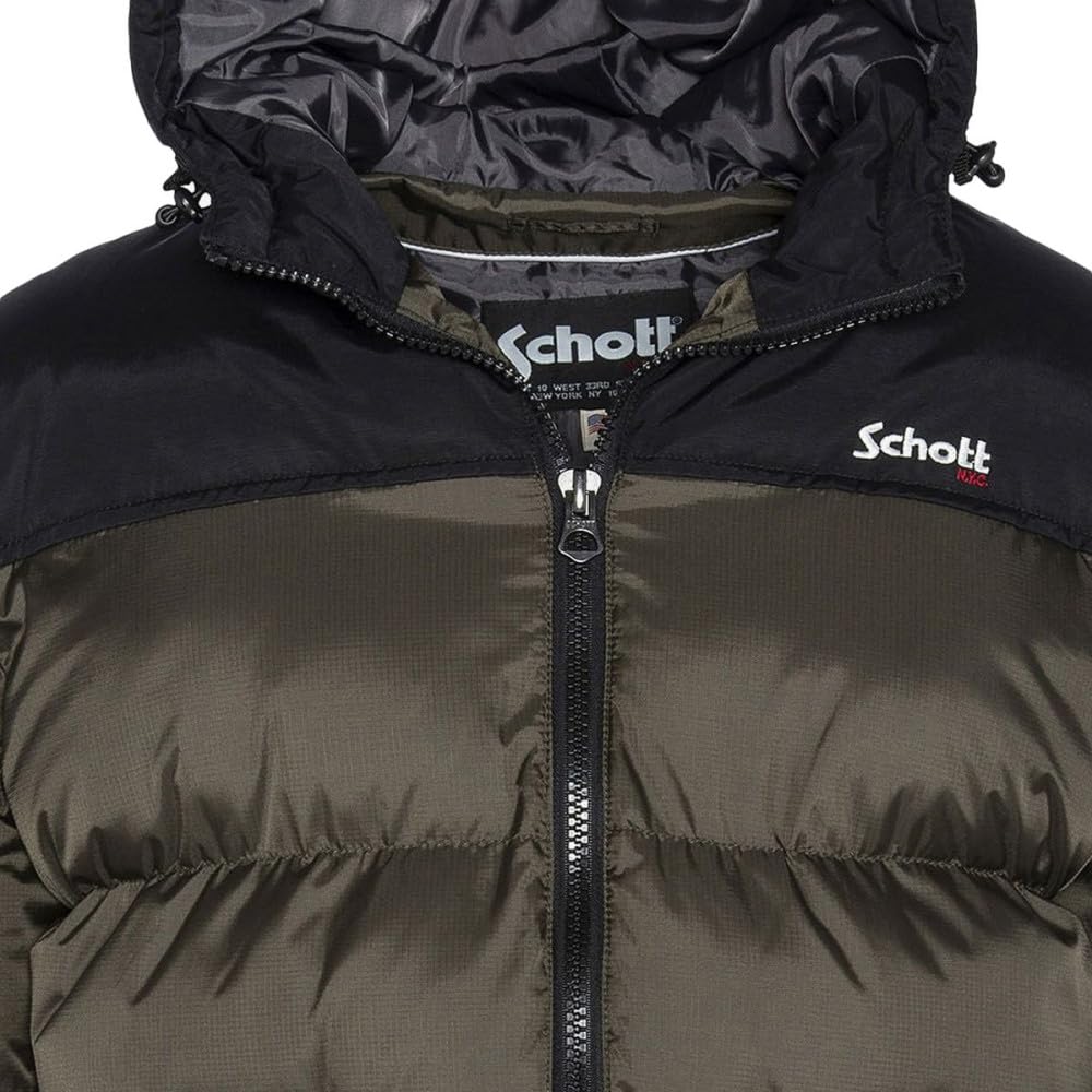 Schott NYC UTAH2B Kurtka puchowa dla dzieci z kapturem z zabezpieczeniem przed dziećmi Schott Ramię, Khaki, 16 Chłopców