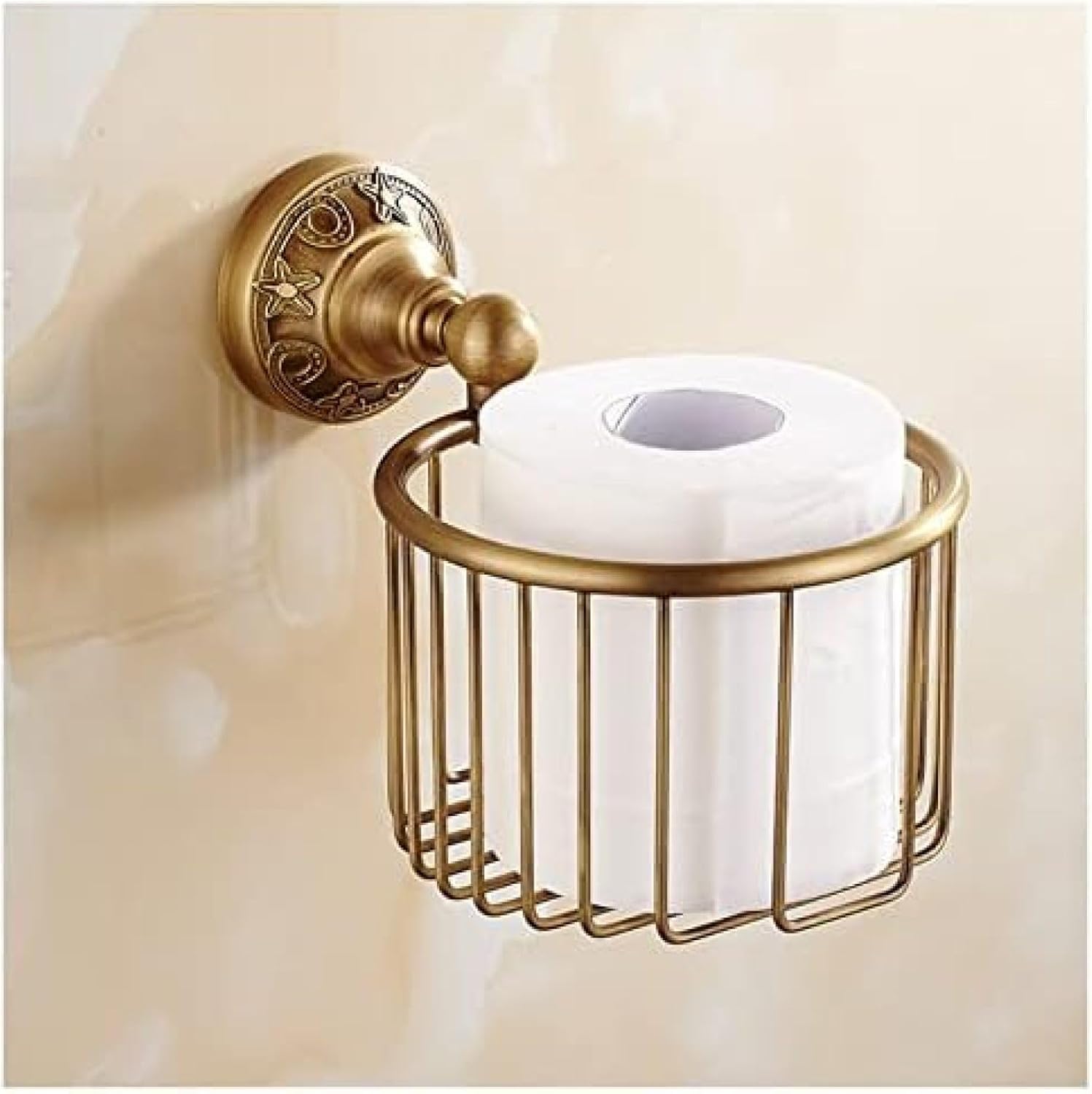 Toilettenpapierhalter, Toilettenpapierhalter aus Messing, Toilettenpapierhalter zur Wandmontage mit Regal, wasserdicht, rostbeständig, einfache Installation ohne Bohren, multifunktional, Ant