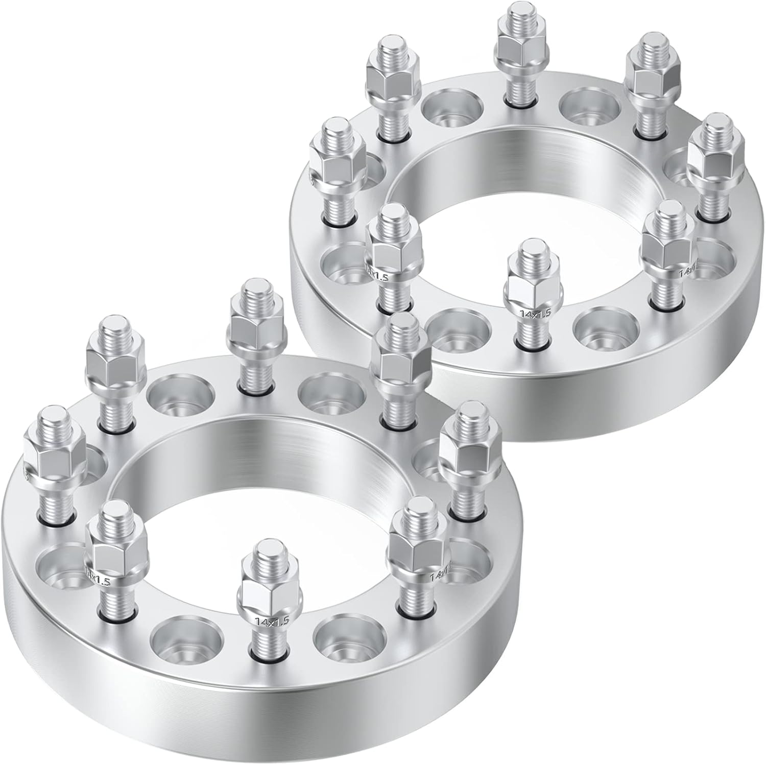 HHCSOP 8x6.5 Wheel Spacers 1.5 inch for Chevy Silverado Suburban Express 2500 3500, GMC C2500 K2500 Sierra Yukon XL 2500, 2PCS 8x165.1 Wheel Adapter with M14x1.5 Studs & Hub Bore 126.15mm
