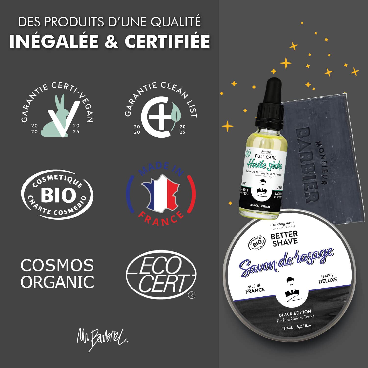Monsieur BARBIER - Cofanetto per la cura degli uomini | BLACK EDITION TONKA | Francese, Naturale e Vegano | Viso, Rasatura, Barba & Capelli per un kit di manutenzione premium completo | Il regalo di