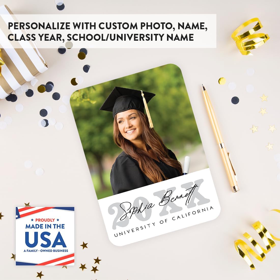 Andaz Press 24-Pack, 5x7-Inch Personalized Photo Graduation Announcement Cards 2026 with Envelopes, Custom Elegant Class of 2026 Postcard for High School, College Custom Graduation Cards Grad