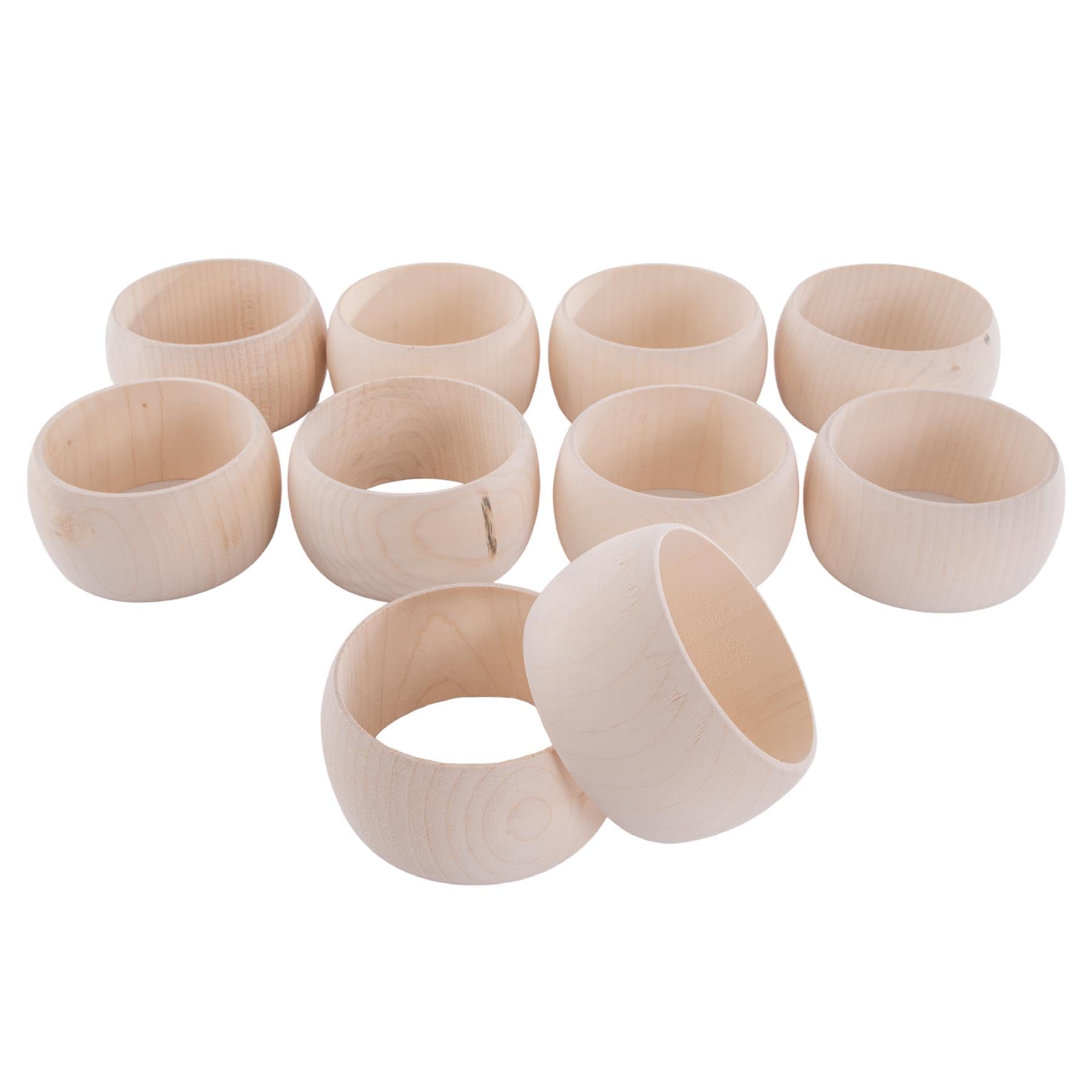 Woodeedoo Round Plain 40 Mm Wooden Bracelets Bangles | Set Of 10 | Unfinished Unpainted Natural Wood Craft Project Diy Decoupage Shape Décor Jewellery Making