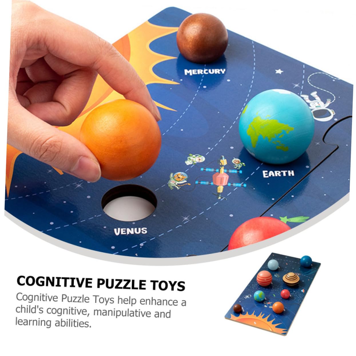 POPETPOP Rompecabezas Espaciales de Madera para Niños, Juego Educativo Ocho Planetas del Sistema Solar, Tablero de Cognición Planetaria para Desarrollo Cognitivo y Aprendizaje Espacial