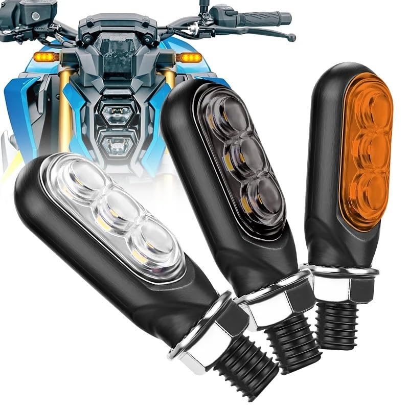 Faro Posteriore Stop Running Indicatori di direzione per moto da 10 mm, 3 LED, indicatori, lenti lampeggianti, 12 V, per cross, fuoristrada, ATV
