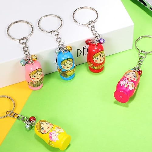 Miniatura 2 de 24 llaveros de Matryoshka para muñecas rusas, llaveros de muñecas rusas de anidación, llaveros, mochila, llavero colgante para llaves de coche,