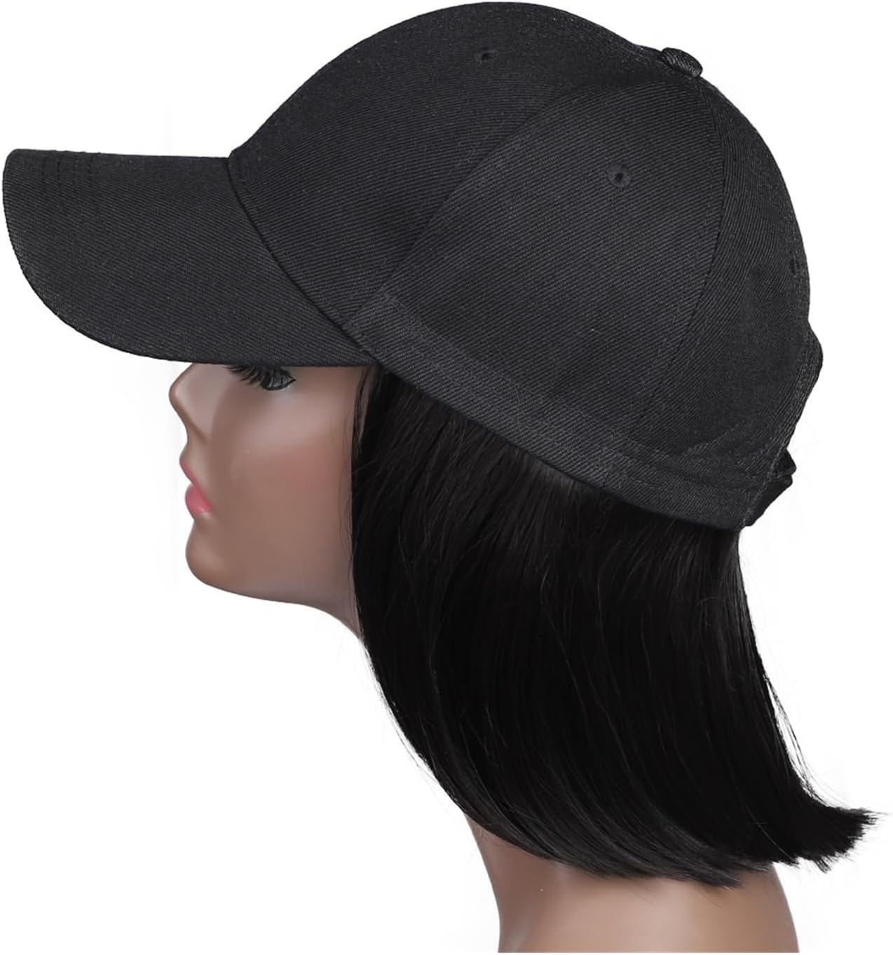 EARSHOT Wig Cap 8 Inch Short BoB Cap Hair Wig Daily Cap Hair Wig Adjustable Baseball Cap Hair Wig for Women Party Headband Wig Human Hair (Color : 2)