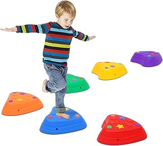 Stepping Stones for Kids 6pcs Anti-skidding Stepping Stones Set Balance Blocks Indoor & Outdoor Kids Fitness Equipment Promotes Balance Coordination & Strength