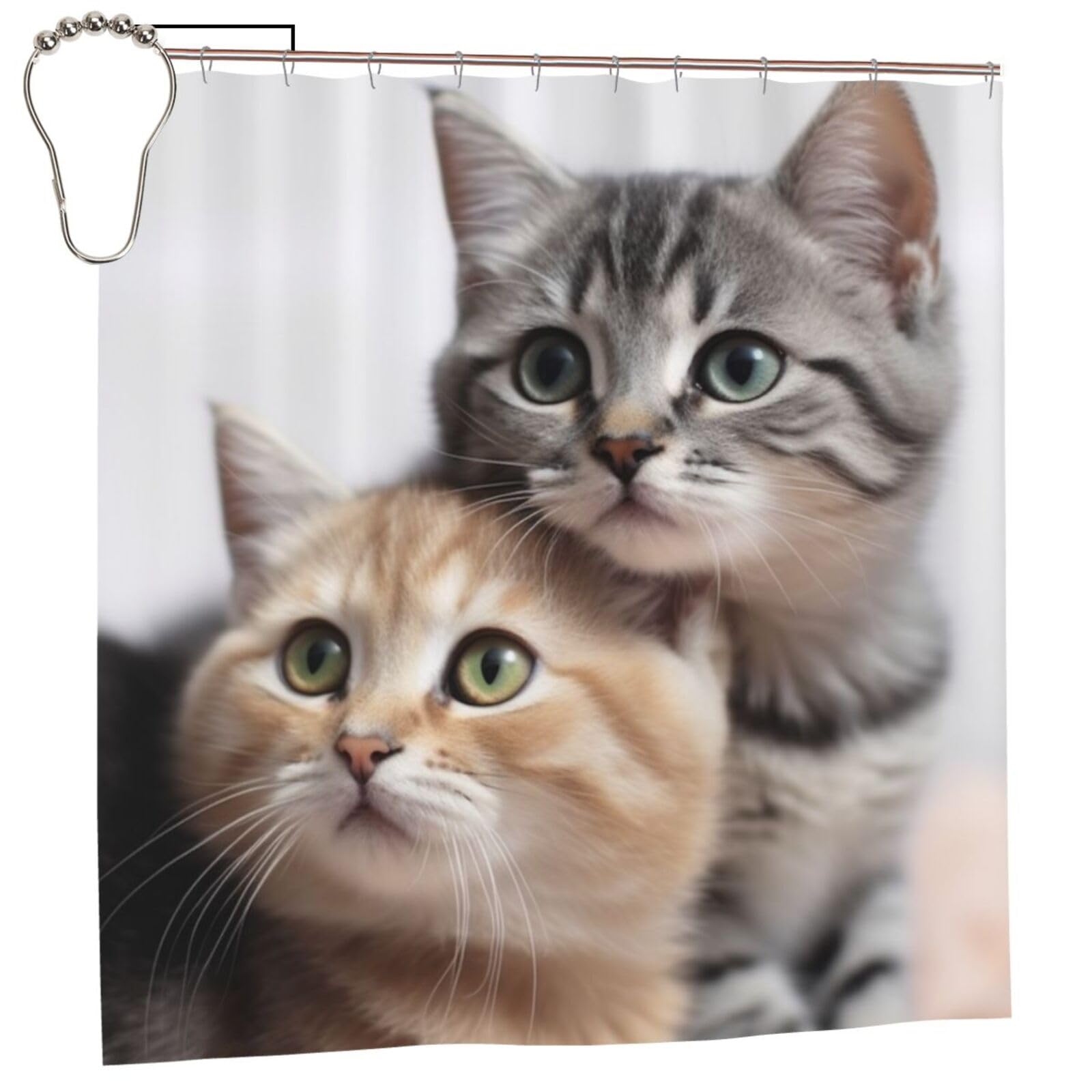 FodPand Cats Shower Curtain 70"x70" Waterproof Long Bathroom Curtain Heavy Duty Thick Cloth Bath Curtain Set with Hooks, Modern Abstract Art Pattern Bathroom Shower Curtains