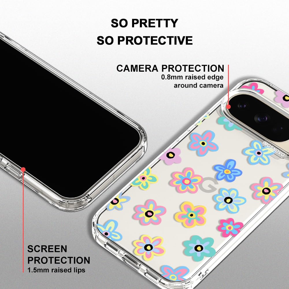 MOSNOVO Case for Google Pixel 10 & Pixel 10 Pro, [Buffertech 6.6ft Military-Grade Drop Protection] [Anti Peel Off Tech] Clear TPU Bumper Phone Case Cover Design - Cute Cherry — view 455