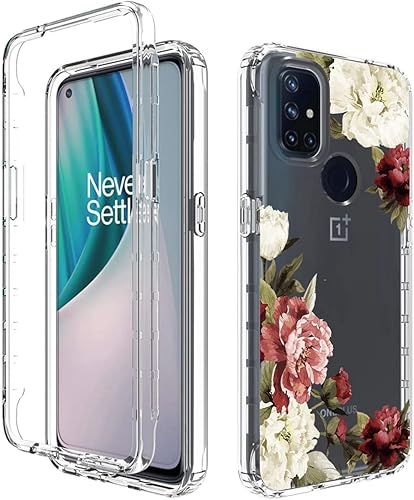 Miniatura 6 de OnePlus Nord N10 5G, OnePlus N10 5G BE2029 Funda con protector de pantalla de vidrio templado, funda protectora de cuerpo completo con patrón floral