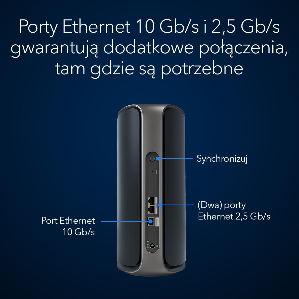 NETGEAR Orbi serii 970 Czteropasmowy system mesh (RBE970B) w wersji czarnej z dodatkowym satelitą — działa z istniejącym systemem mesh lub routerem 970 — zwiększa zasięg do 220 m² — BE27000 802.11be