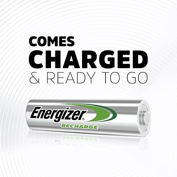 Energizer Rechargeable AA Batteries, Recharge Universal AA Battery Pre-Charged, 4 Count