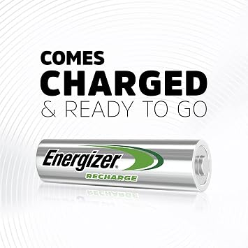 Energizer Rechargeable AA Batteries, Recharge Universal AA Battery Pre-Charged, 4 Count