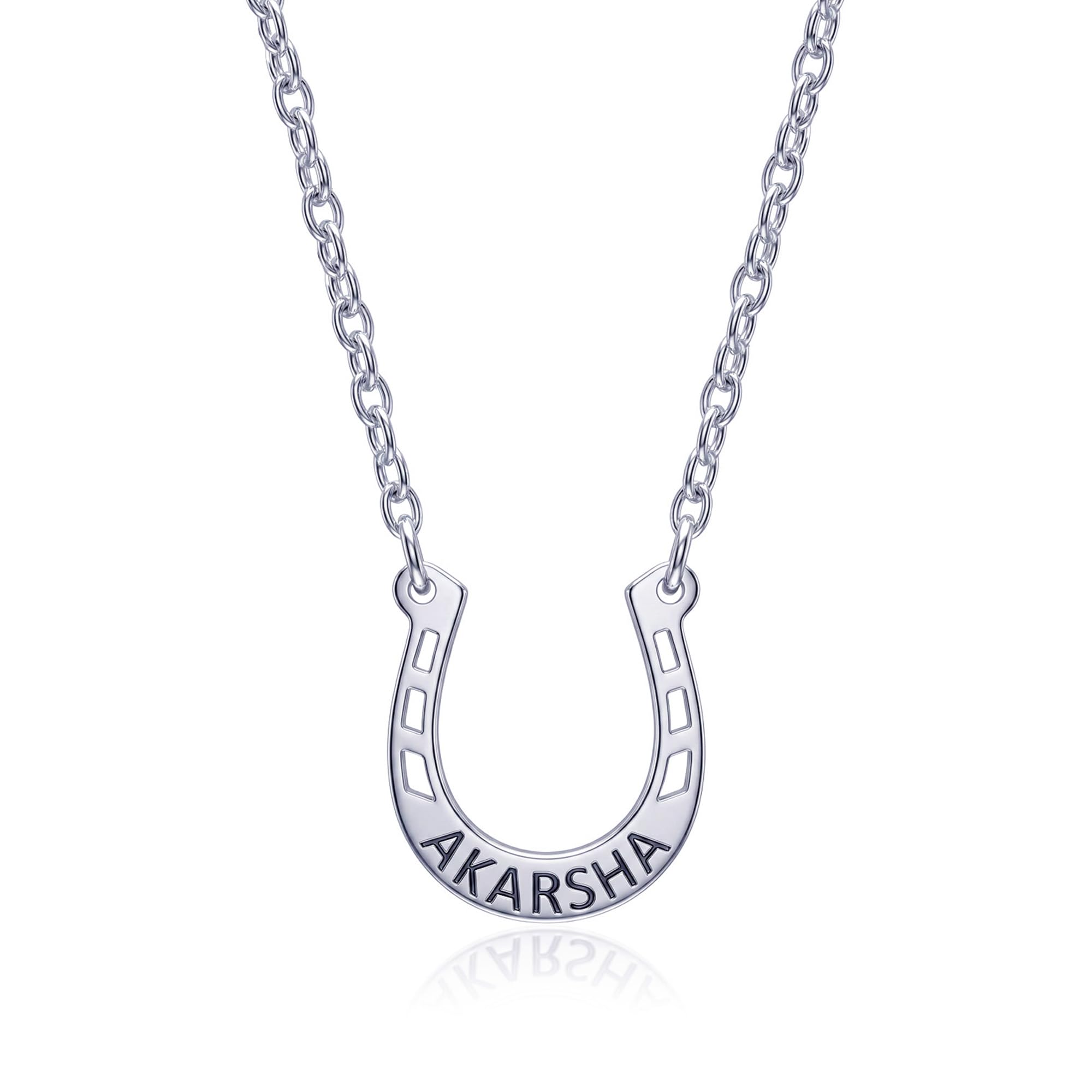 925 Sterling Silver Personalised Necklace for Women | Customized Horseshoe Name Good Luck Pendant Necklace for Girls| Custom Jewellery Gift for Anniversary, Wedding, Engagement-image-46