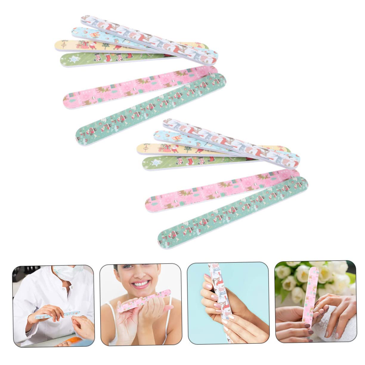 WOONEKY Set Di 5 Lime Per Unghie Natalizie Lucidatrici A Grana Fine Per Unghie Da Uomo Per Manicure 15 Pezzi*5