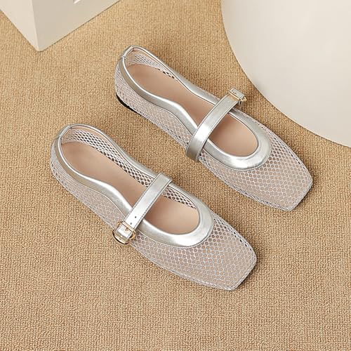 Womens Mesh Ballet Flats Fishnet Comfortable Mary Jane Flat Shoes Dressy Casual Ballerina Walking Flat Shoes4