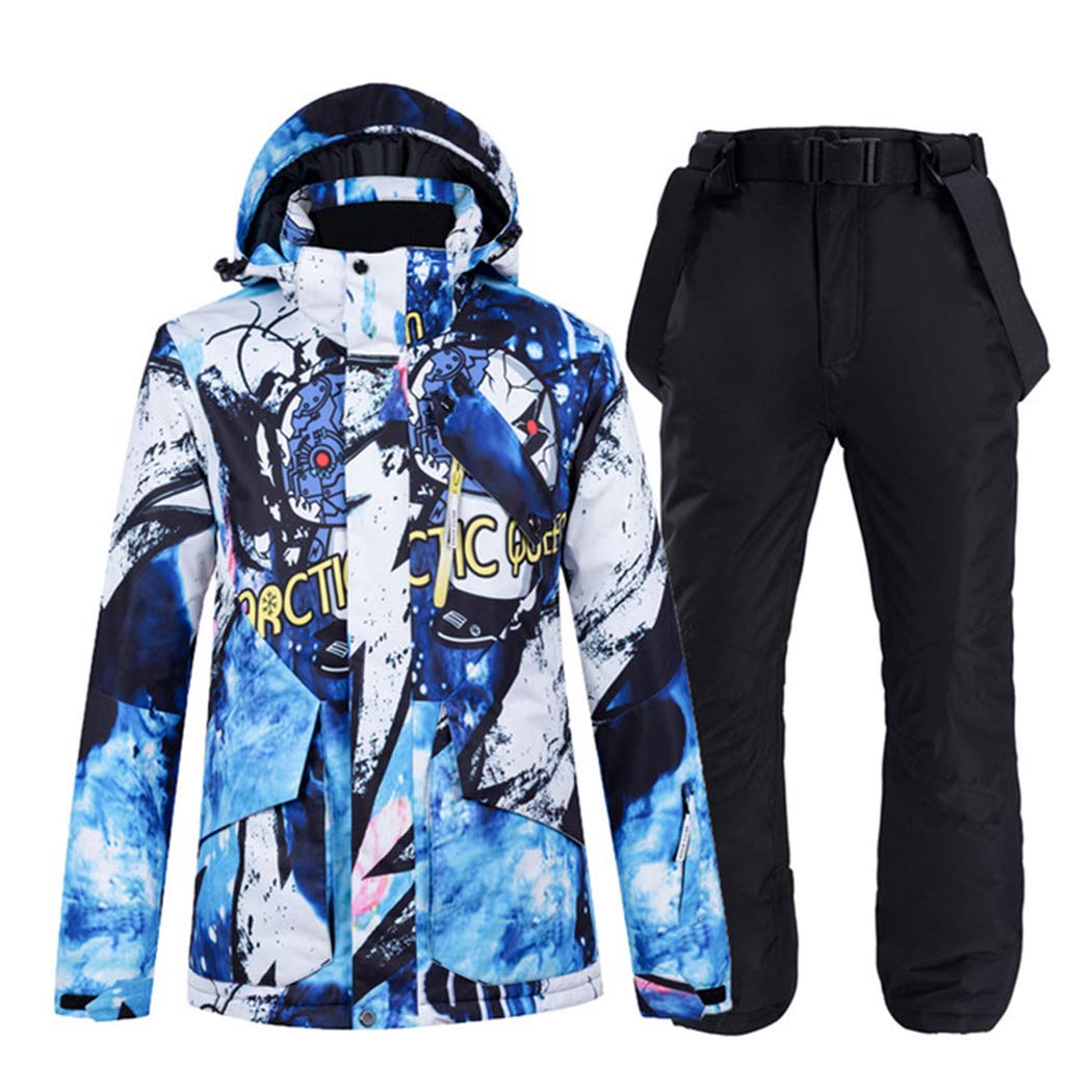 Himax Abbigliamento da Sci per Uomo Donna Impermeabile Tuta da Sci per Uomini Spessi Caldo Sci Giacca da Neve + Snowboard Pantaloni da Sci Set Nero S