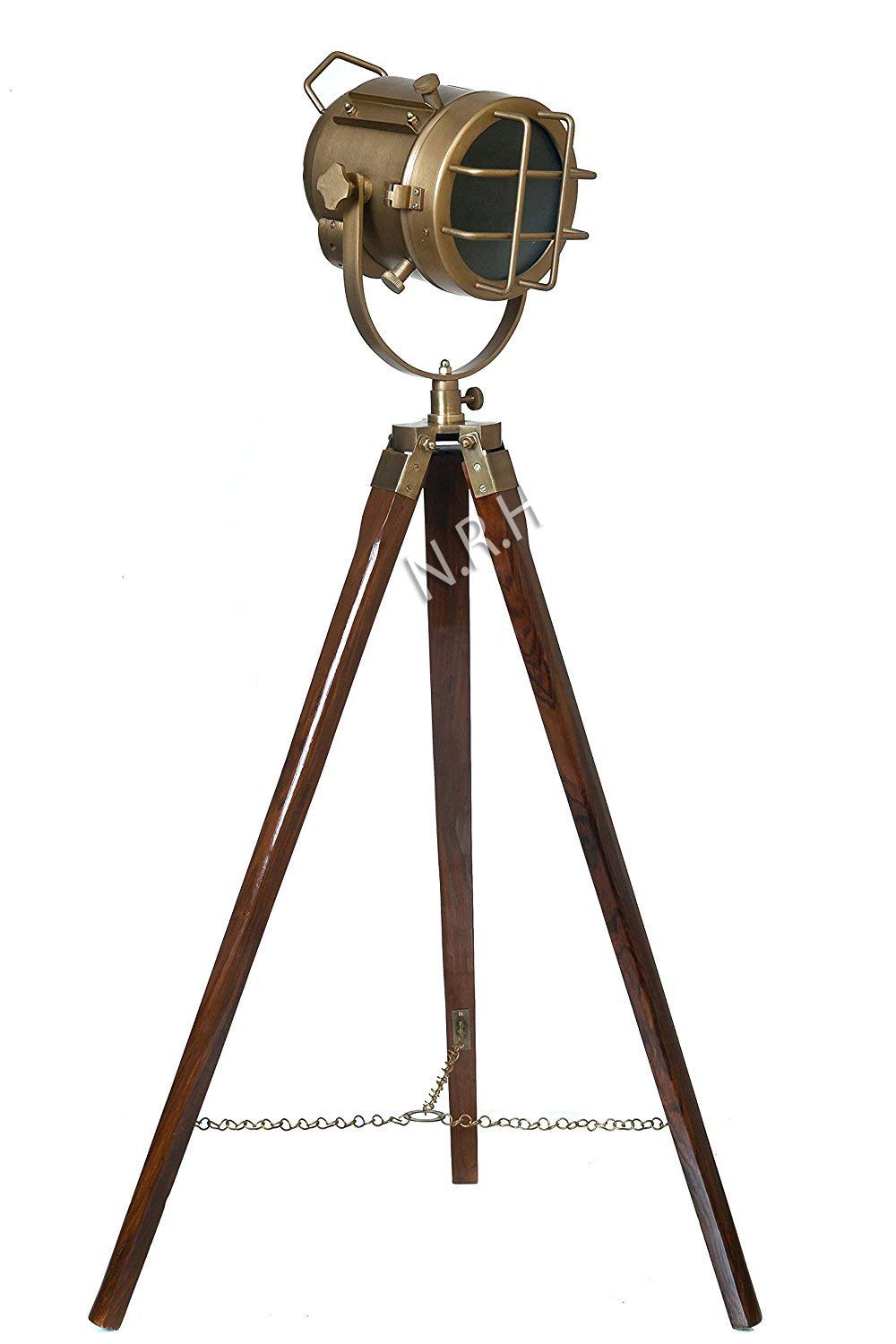 Nautical Replica Hub Brass Antique Floor Lamp With Wooden Tripod Marine Studio Searchlight Decorative Light Lamp Christmas & New Year