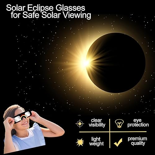 Miniatura 4 de UKMPFGJ Paquete de 6 gafas de eclipse solar 2024 con certificación CE e ISO con seis marcos de papel duraderos de diferentes colores para visión