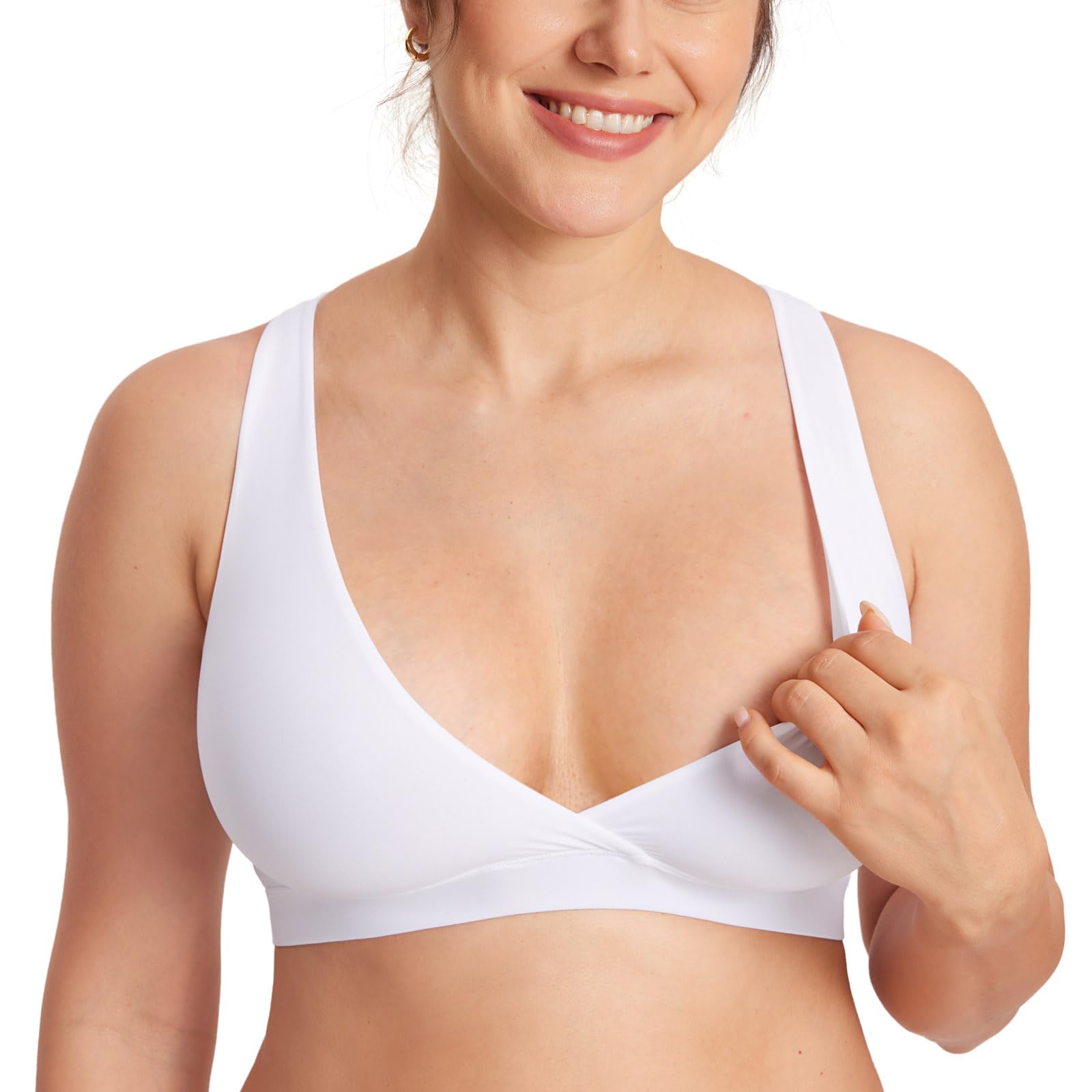 MOMANDA Damen Still BH ohne Bügel Soft Racerback Schwangerschafts BH Schlaf Bequemer Seamless Bralette