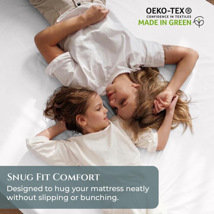 Image of Royale Linens 400 Thread Count Twin Fitted Sheet White - 100% Cotton Fitted Sheet Twin - Luxury Sateen Weave - All Around Elastic Deep Pocket - Soft & Durable Bottom Sheets - Fit Up to 16 inch (White)