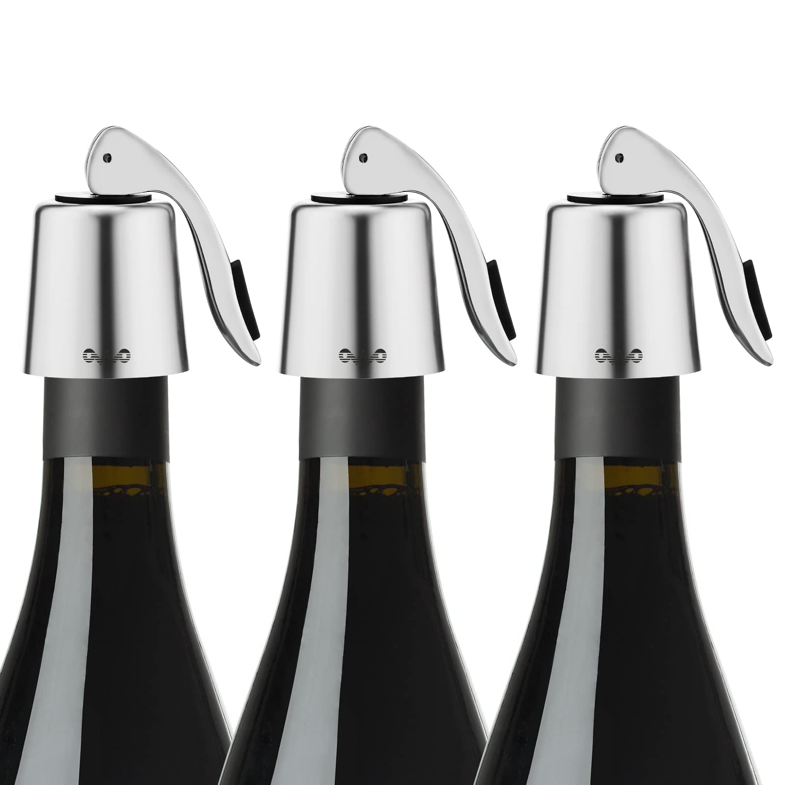 OWO Stainless Steel Wine Bottle Stopper, Reusable Wine Saver with Silicone Seal, Decorative Bottle Sealer, Keeps Fresh