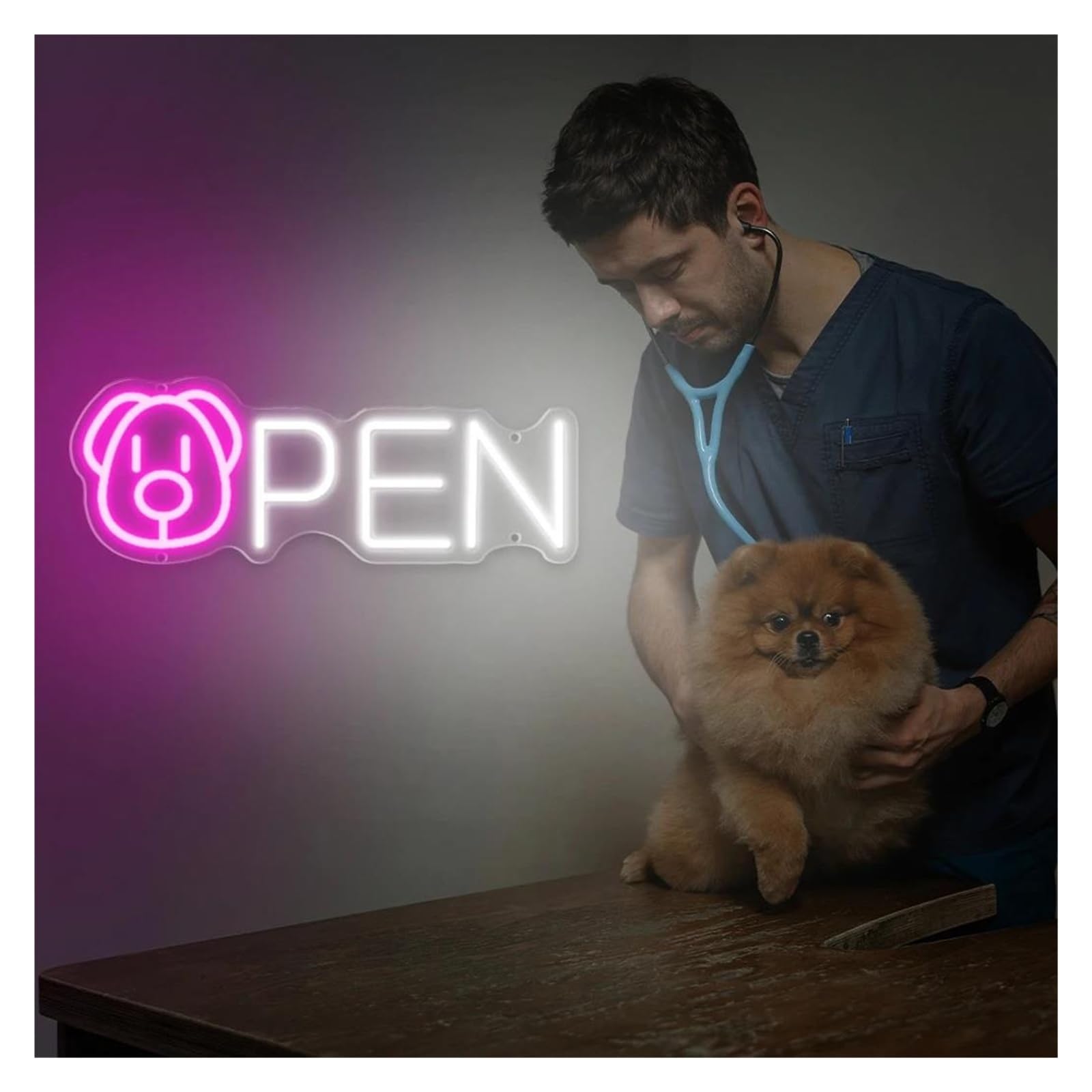 Decoración Lámparas Letrero De Neón Abierto Letreros LED Para Tiendas De Mascotas Cafés Para Gatos Hospitales Para Mascotas Publicidad Para Mascotas 40x14.8cm