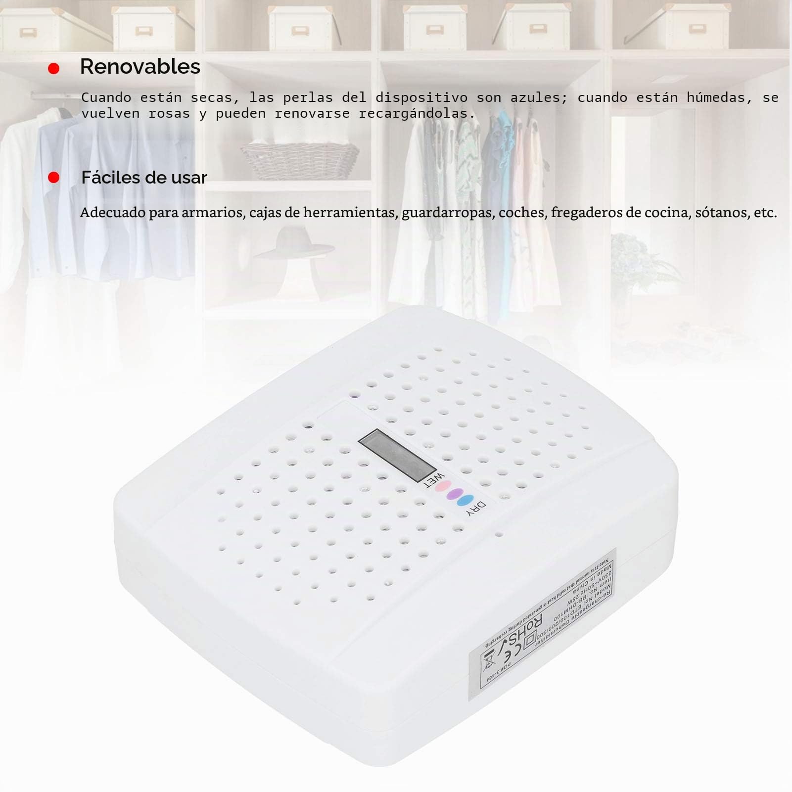 Deshumidificador portátil, mini deshumidificador de aire USB pequeño compacto ultra silencioso de 500 ml con apagado automático, para Sótanos, hogar, dormitorio, baño, garaje, armario, caravana