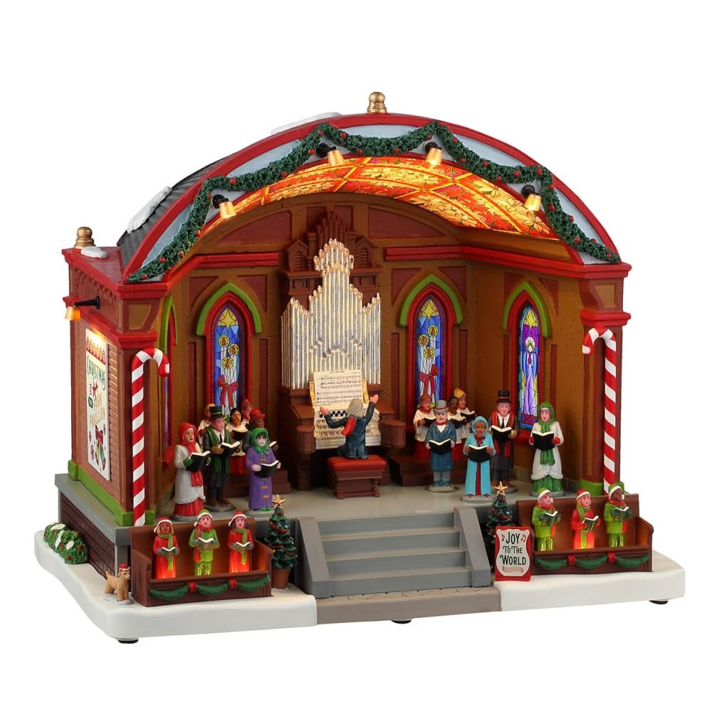 LEMAX Bâtiment en Mouvement avec éclairage LED et Musique « Noël dans Le pavillon du Parc » en résine H 24,5 x 28 x 18,2 cm