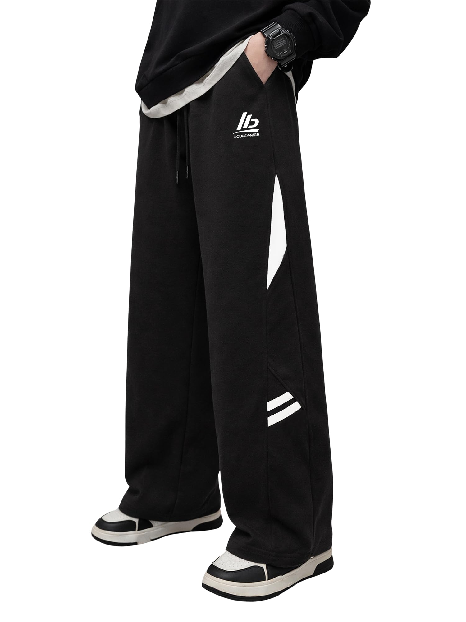 jump cuts Mens Printed Black and White Polyester Trackpant-picture-53