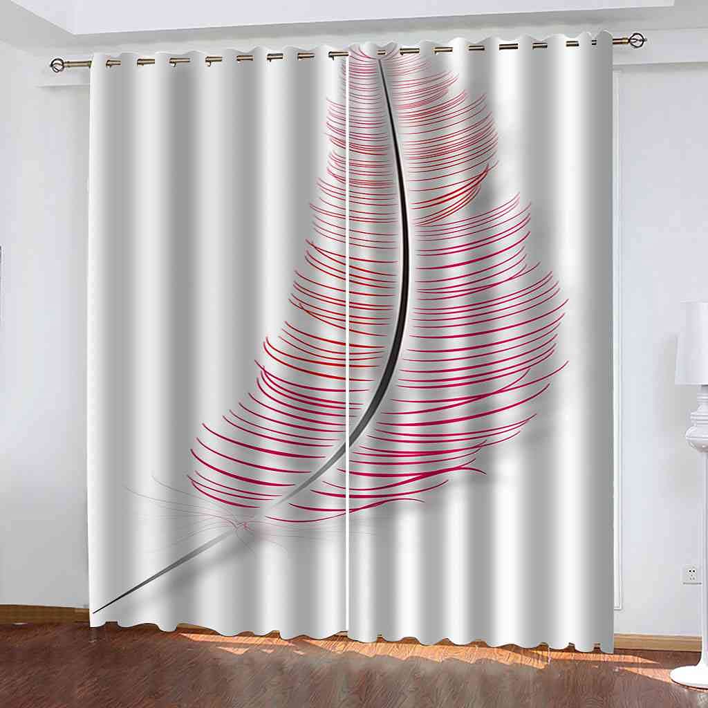 Rideaux occultants enfant 3D plumes roses 140x160cm isolant pour chambre salon
