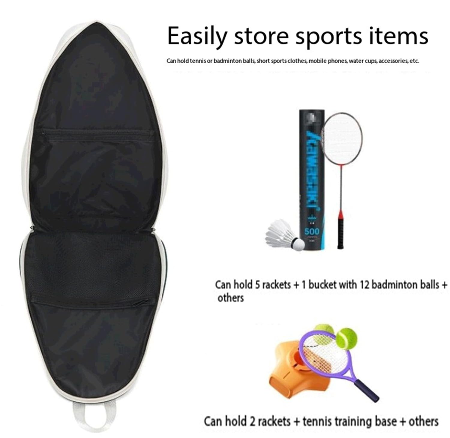 Sac De Raquette Padel pour Homme Et Femme, Housse Raquette Padel Multifonction avec Rangement pour Bouteille Et Accessoires, Sac Sport Idéal pour Entraînement, Salle De Sport Et Loisirs A