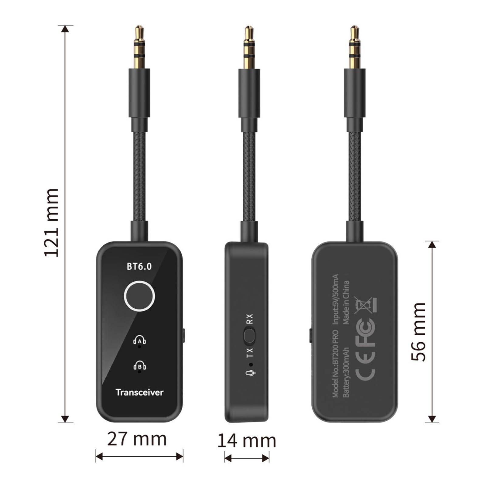 Trasmettitore e ricevitore audio wireless BT6.0 da 3,5 mm | Bt6.0 Wireless Riceiver Trasmitter Switches Between Tx e Rx per altoparlanti e home audio