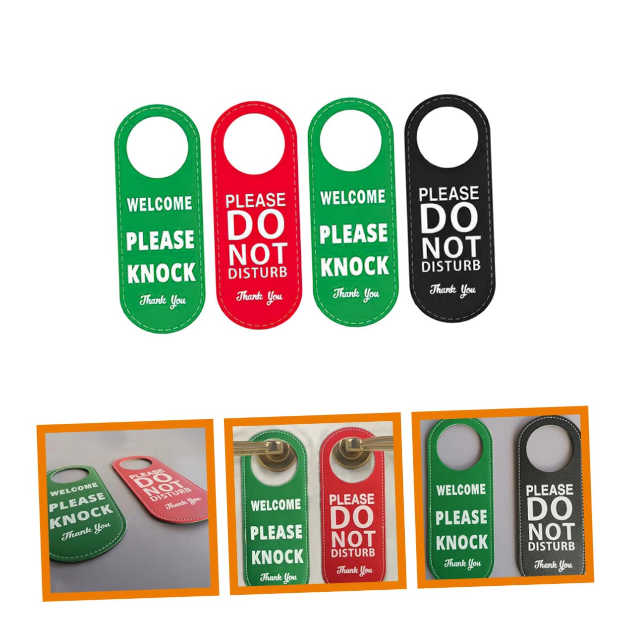 DOITOOL 5 Series Señalización De Hoteles Letrero Puertas Largo Señal Led Señal De Seguridad De Cocina Baño No Molestar Cartel De Doble Cara. Indicador De Puerta Colgante Cuero 2 Piezas X 5