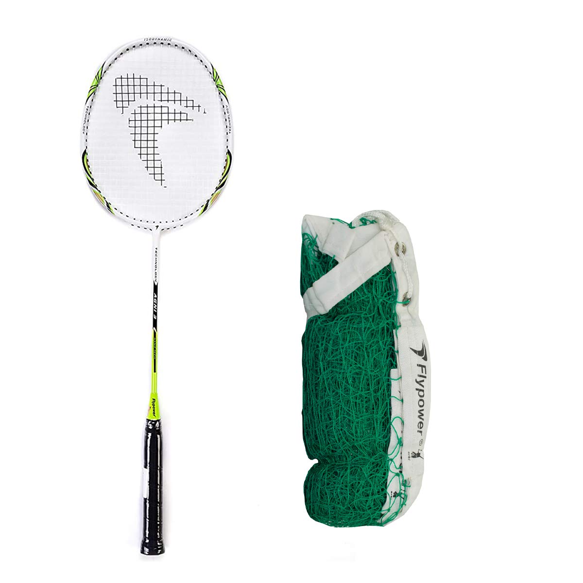Flypower Badminton Racket Agni 3 with NET 650 Green, Multicolor-picture-27