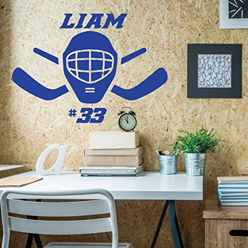 image for CustomVinylDecor Hockey Mask Wall Decal - Personalized Vinyl Decor For
