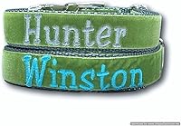 Vista 6 de Personalized Dog Collar Embroidered with Pet Name and Leash Option - Premium Velvet Custom Dog Collar for Boy & Girl Dogs, Small Medium Large Dogs