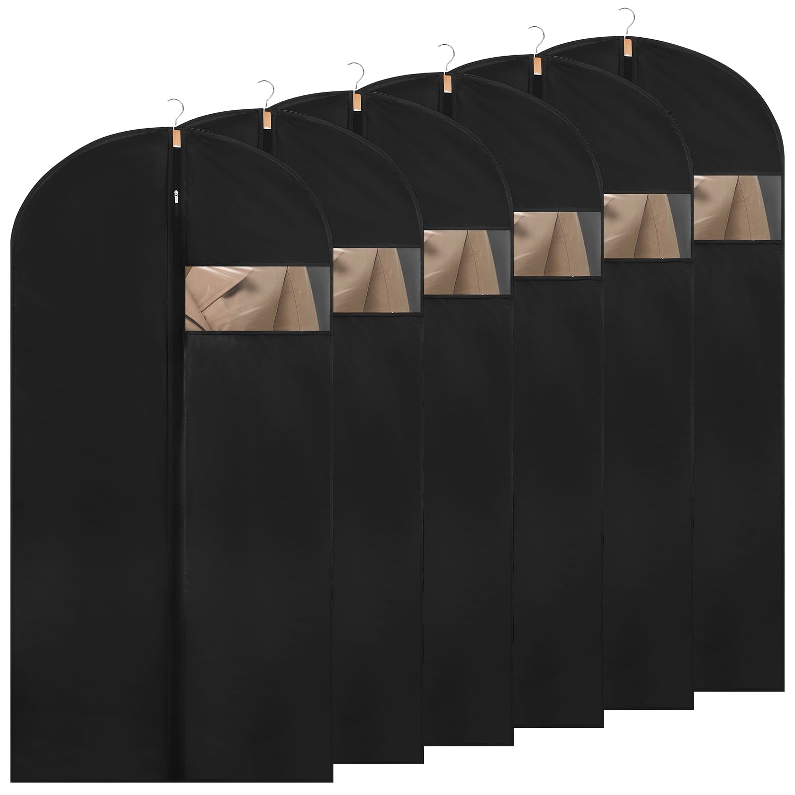 6 Pack Garment Bags 60 * 120cm, 47in PEVA Black Garment Covers, Suit Storage Bags, Dress Organizer Bags Used To Protect Shirts, Winter Coats, Jackets Suit Carriers