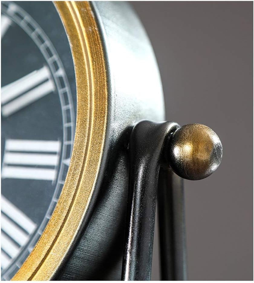 American Retro Small Table Clock Home Iron Art Desktop Clock Living Room Decoration Ornaments Bedroom Desk Simple Antique Clock 7 Inches Table Clocks